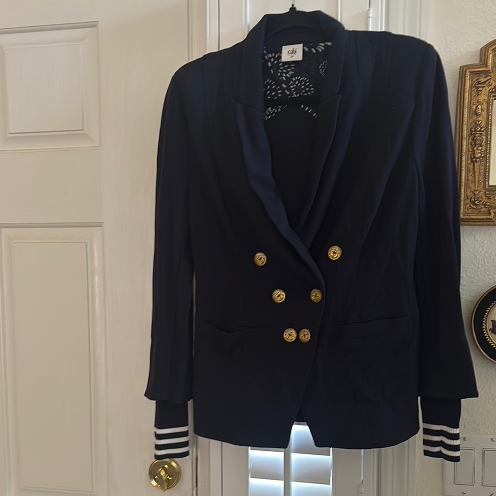 CAbi Dark Blue Blazer with Gold Accents